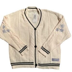 Anytree Cream Cable Knit Cardigan, Size Medium Taylor-Swift-Inspired Style, NWT